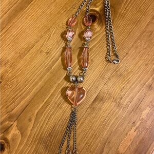 Elegant Pink Heart Pendant Necklace